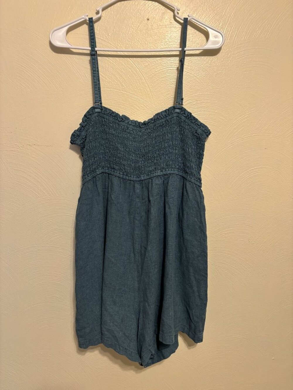 Pilcro Blue Smocked Adjustable Strap Romper Dress Womens M